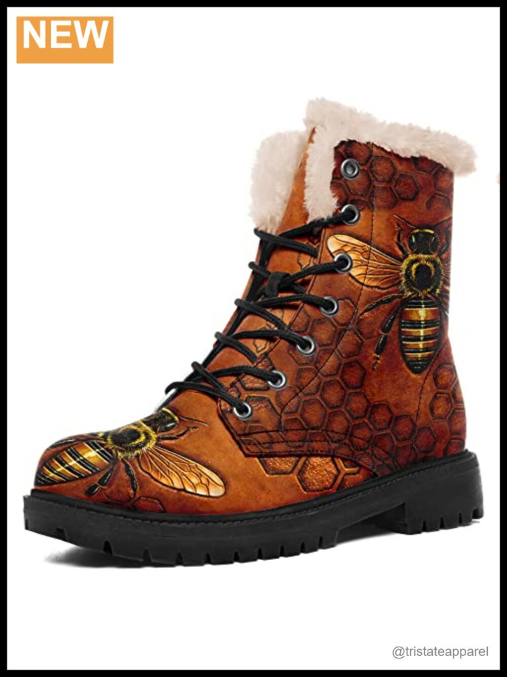 Women's Lace-Up Ankle Boots with Faux Fur Lining, Warm Winter Snow Shoes,